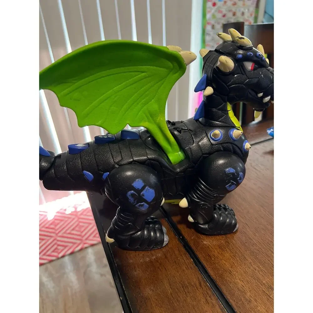 Imaginext Dragon Black Mattel 2007 Walking Roaring Flapping 12
